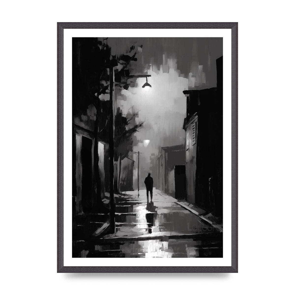 Nocturnal Shades in Black and White Impressionist Style