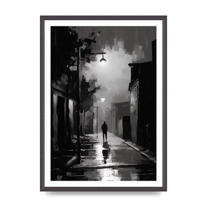 Nocturnal Shades in Black and White Impressionist Style