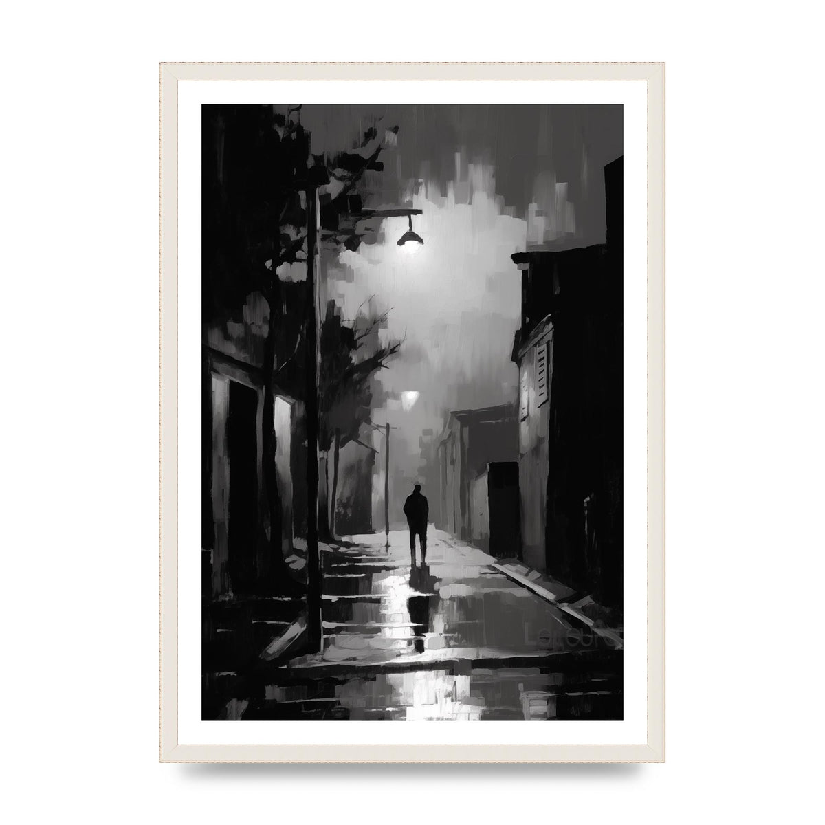 Nocturnal Shades in Black and White Impressionist Style