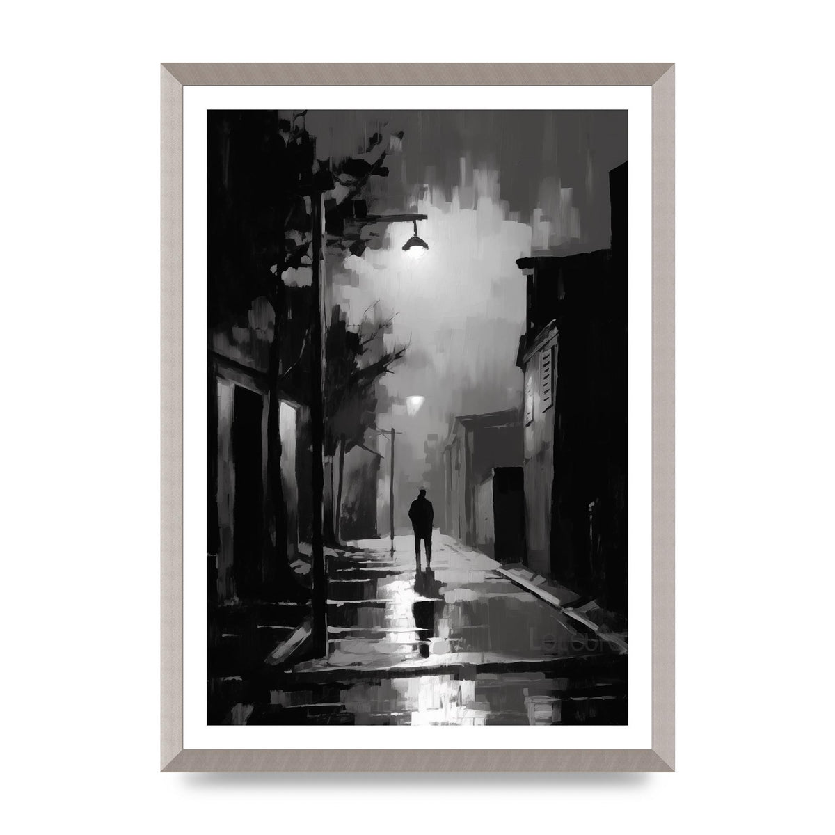 Nocturnal Shades in Black and White Impressionist Style