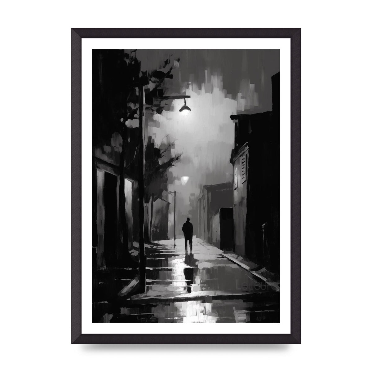 Nocturnal Shades in Black and White Impressionist Style