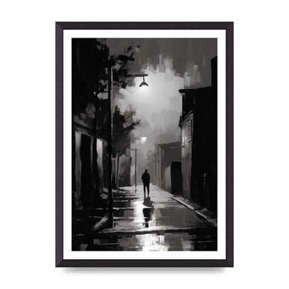 Nocturnal Shades in Black and White Impressionist Style