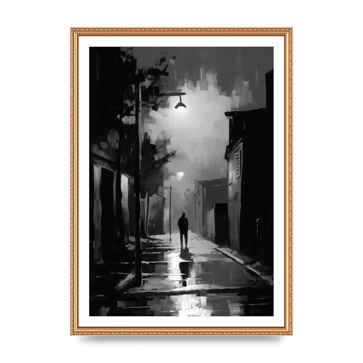 Nocturnal Shades in Black and White Impressionist Style