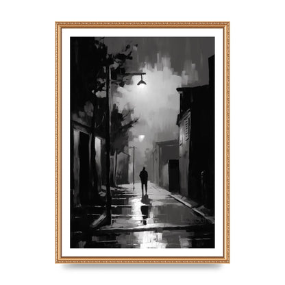 Nocturnal Shades in Black and White Impressionist Style