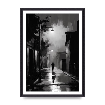 Nocturnal Shades in Black and White Impressionist Style