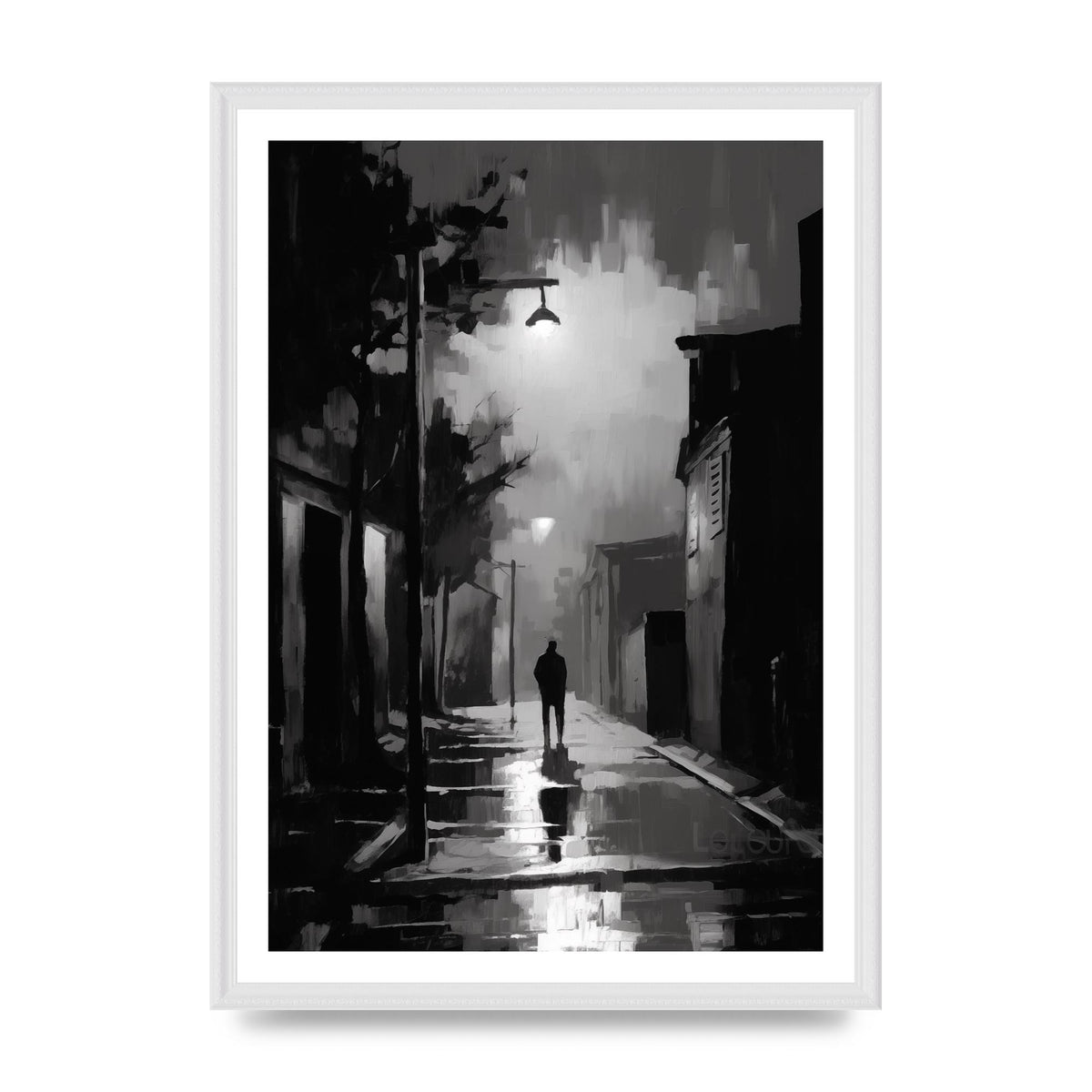 Nocturnal Shades in Black and White Impressionist Style