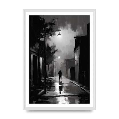 Nocturnal Shades in Black and White Impressionist Style