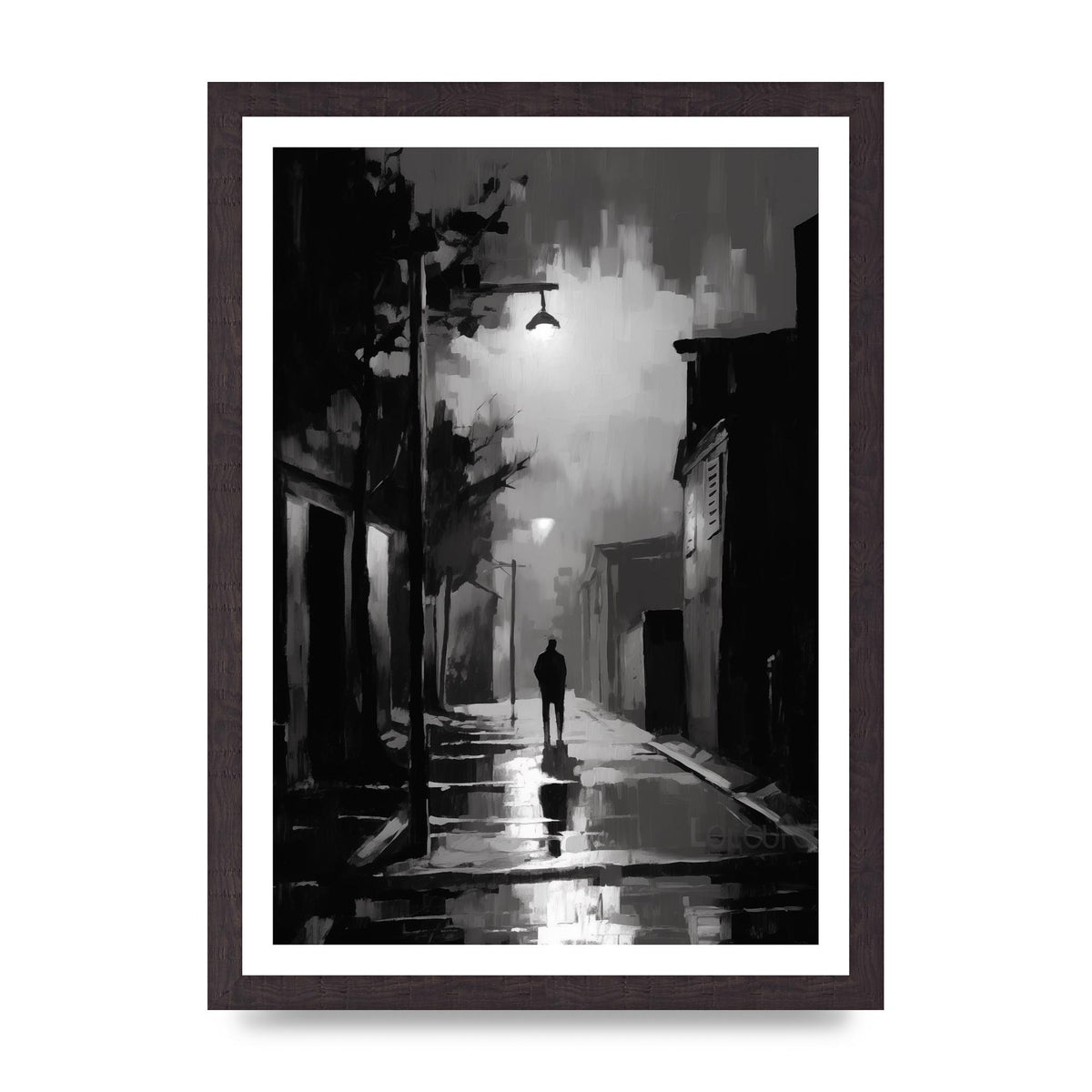 Nocturnal Shades in Black and White Impressionist Style