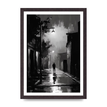 Nocturnal Shades in Black and White Impressionist Style