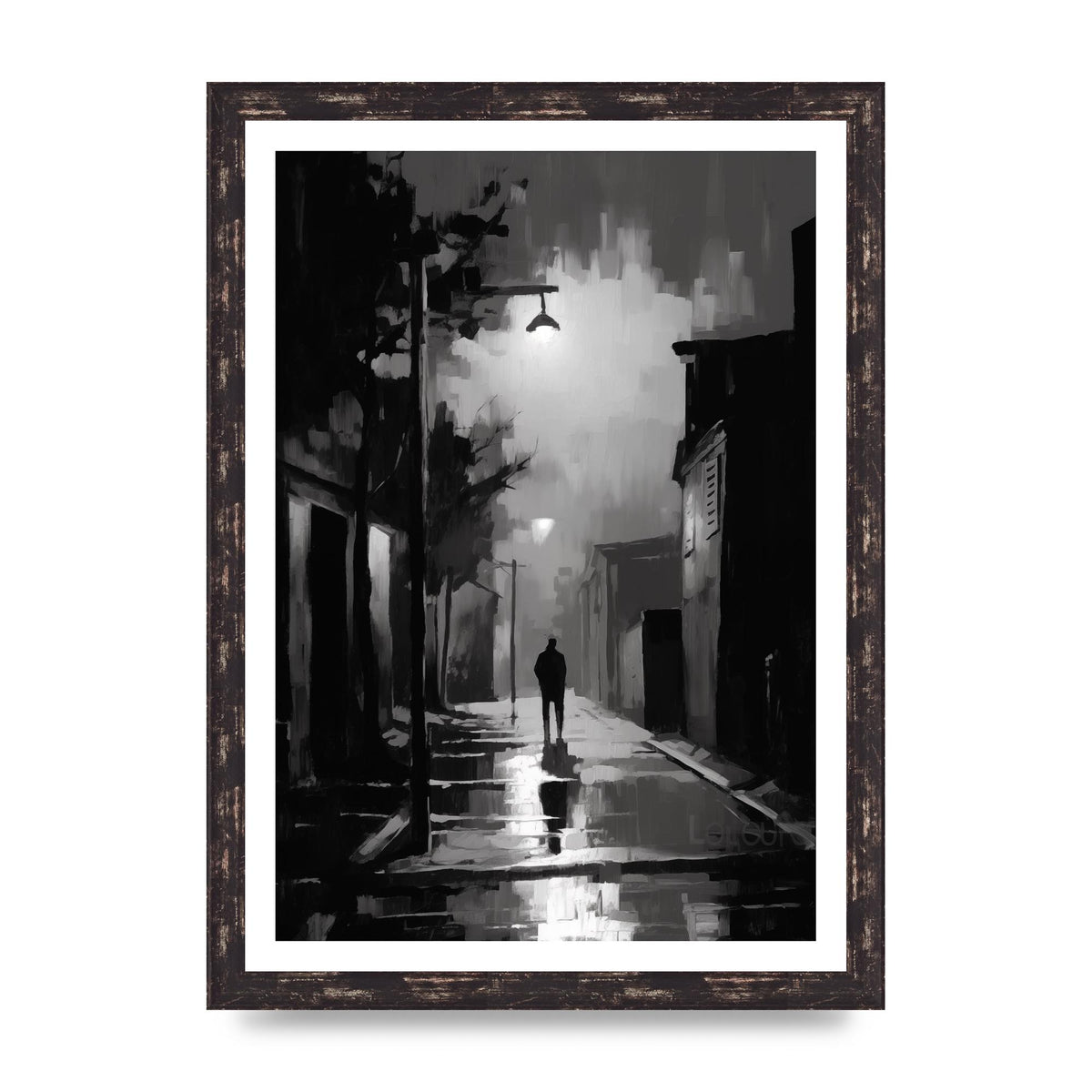 Nocturnal Shades in Black and White Impressionist Style