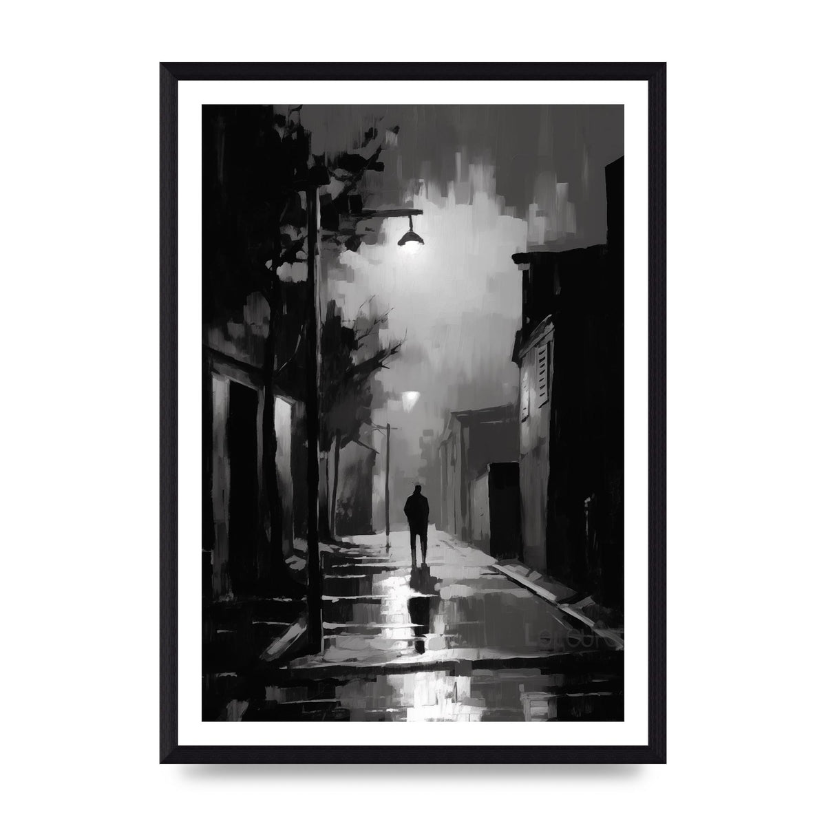 Nocturnal Shades in Black and White Impressionist Style