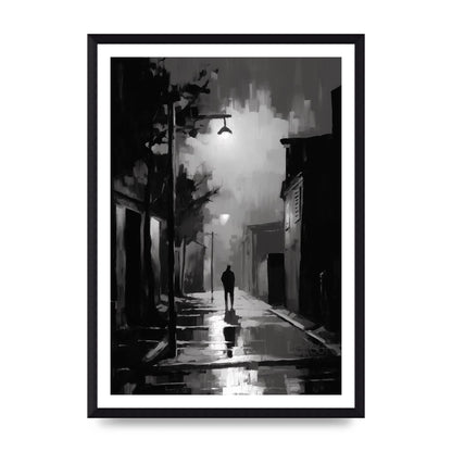 Nocturnal Shades in Black and White Impressionist Style