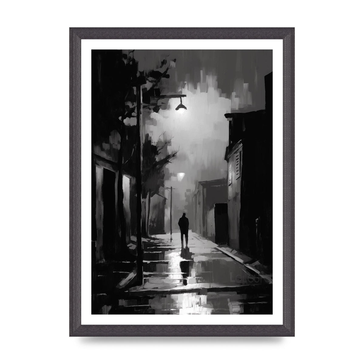 Nocturnal Shades in Black and White Impressionist Style