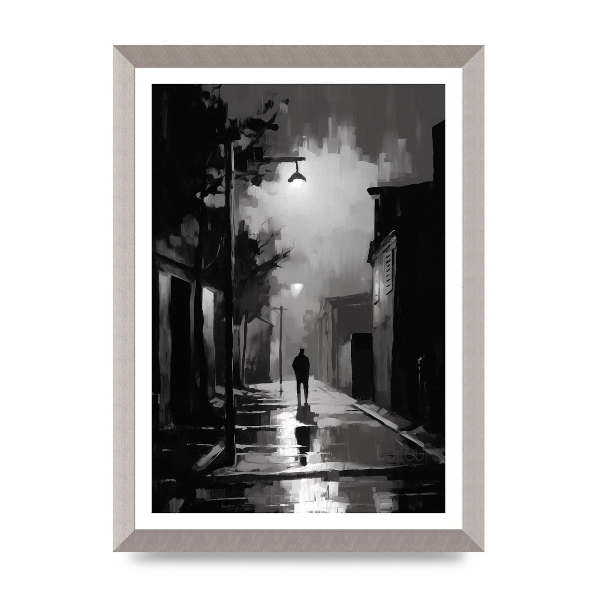 Nocturnal Shades in Black and White Impressionist Style