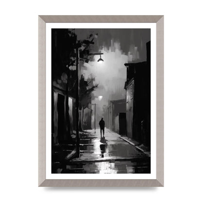 Nocturnal Shades in Black and White Impressionist Style