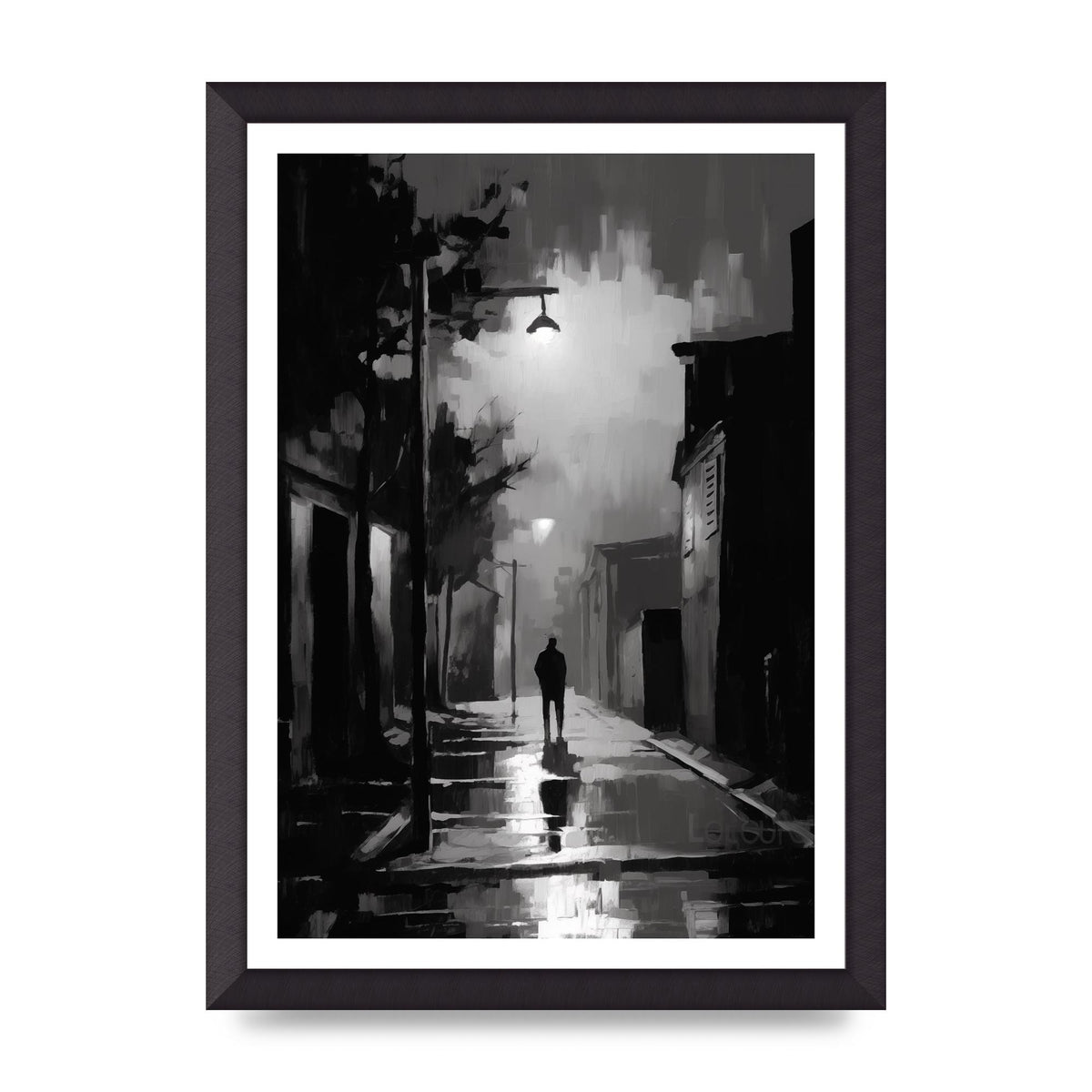 Nocturnal Shades in Black and White Impressionist Style