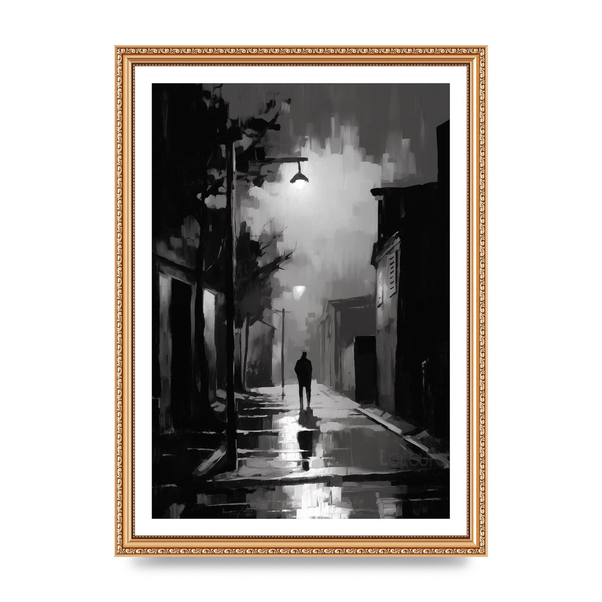 Nocturnal Shades in Black and White Impressionist Style