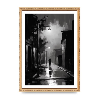 Nocturnal Shades in Black and White Impressionist Style