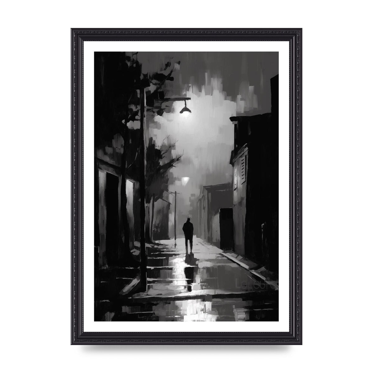 Nocturnal Shades in Black and White Impressionist Style