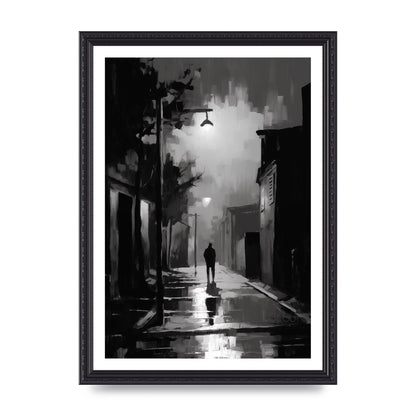 Nocturnal Shades in Black and White Impressionist Style