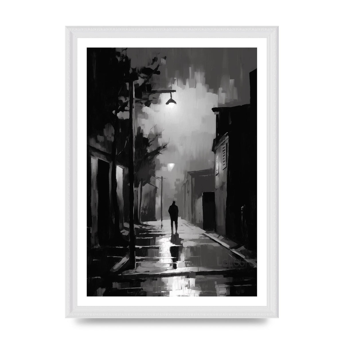 Nocturnal Shades in Black and White Impressionist Style