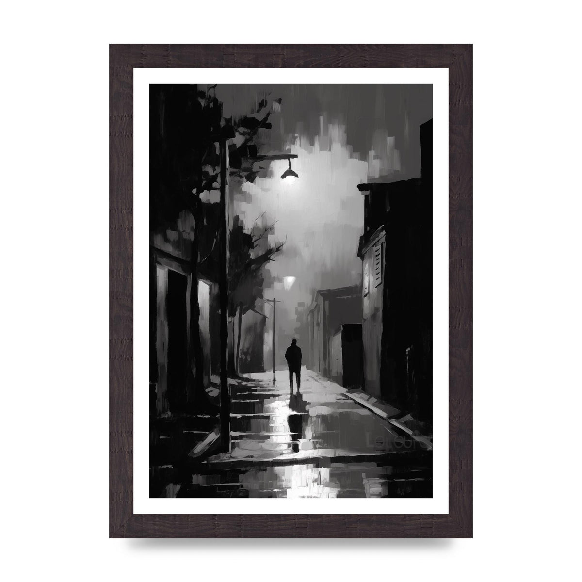 Nocturnal Shades in Black and White Impressionist Style