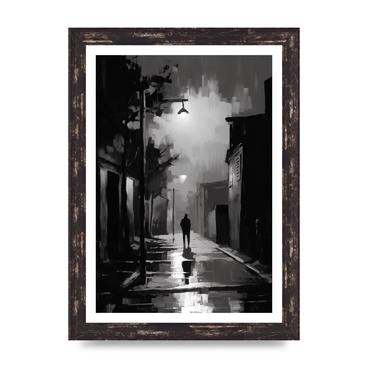 Nocturnal Shades in Black and White Impressionist Style