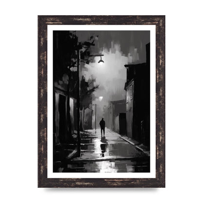 Nocturnal Shades in Black and White Impressionist Style