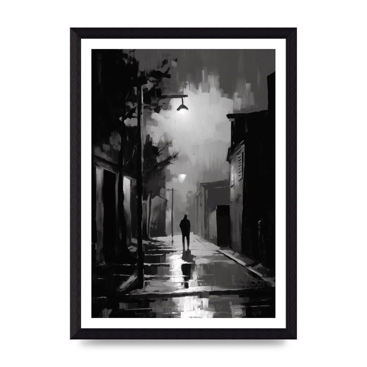 Nocturnal Shades in Black and White Impressionist Style