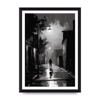 Nocturnal Shades in Black and White Impressionist Style