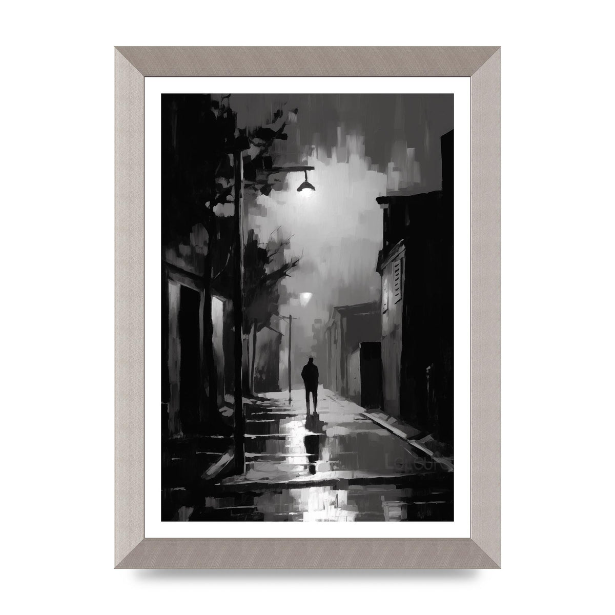 Nocturnal Shades in Black and White Impressionist Style