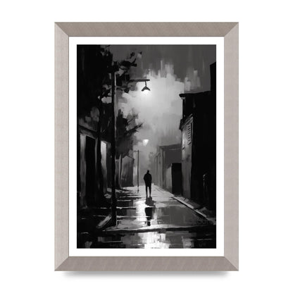 Nocturnal Shades in Black and White Impressionist Style