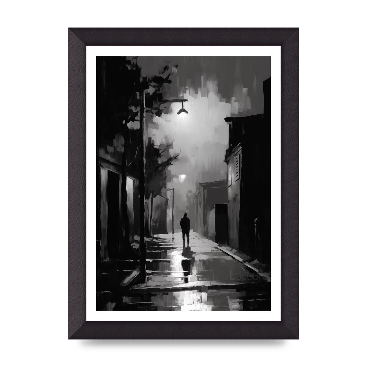 Nocturnal Shades in Black and White Impressionist Style