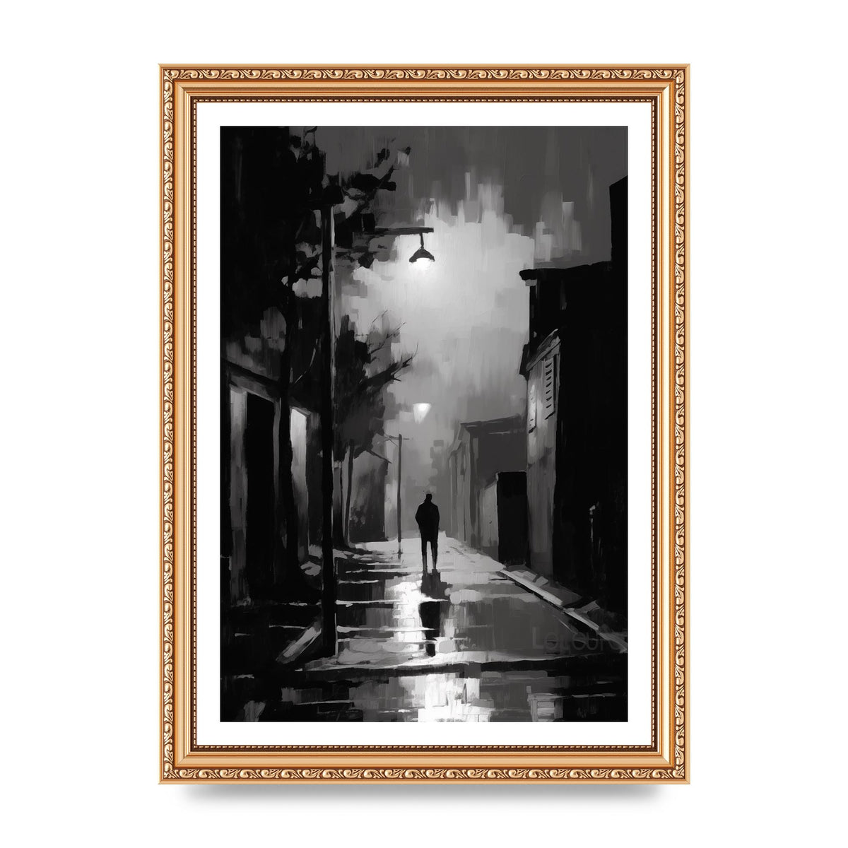 Nocturnal Shades in Black and White Impressionist Style