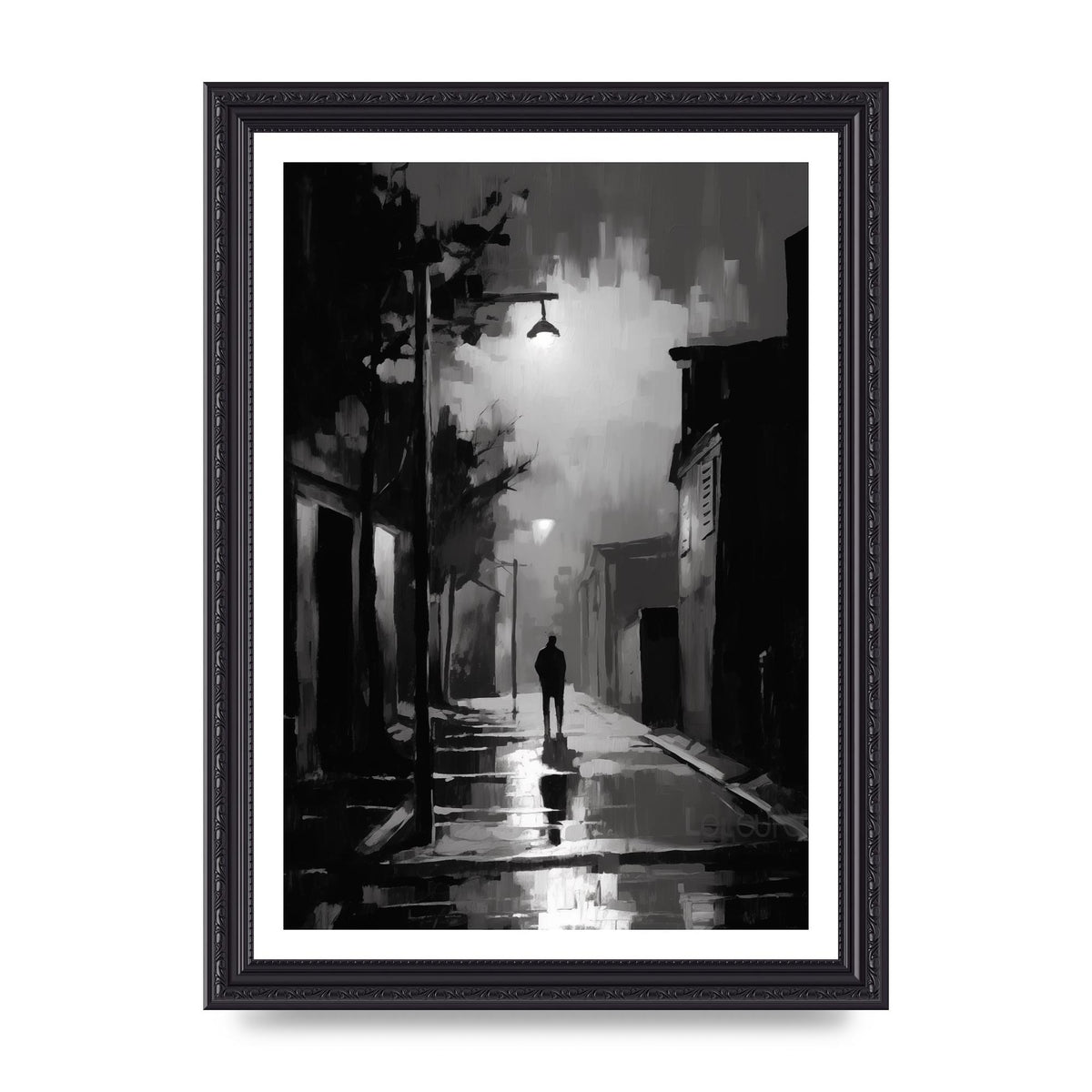 Nocturnal Shades in Black and White Impressionist Style