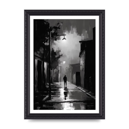 Nocturnal Shades in Black and White Impressionist Style