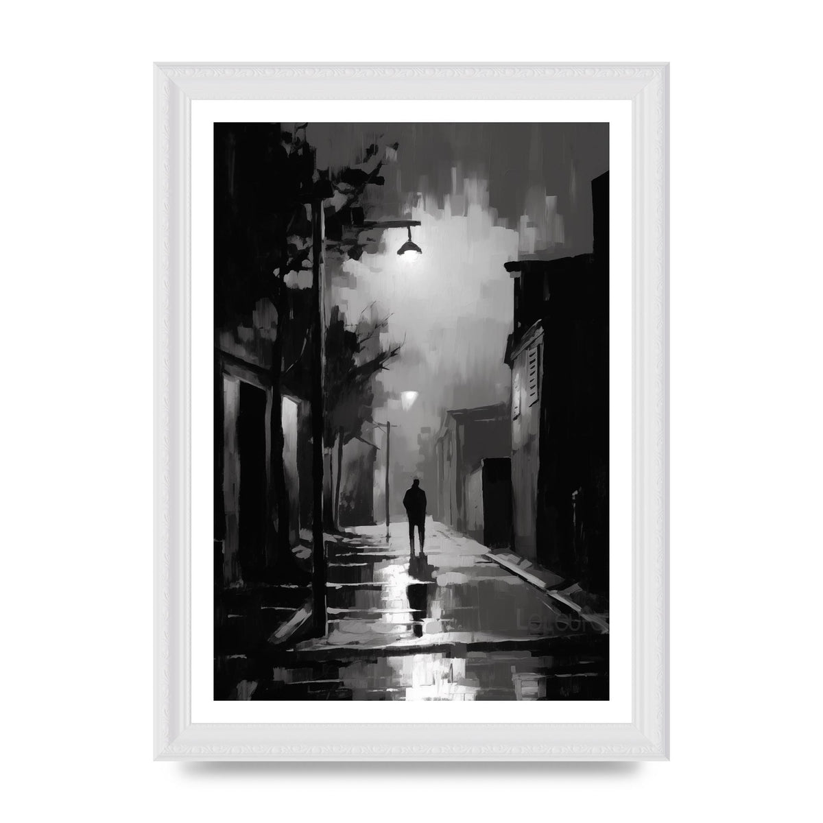 Nocturnal Shades in Black and White Impressionist Style