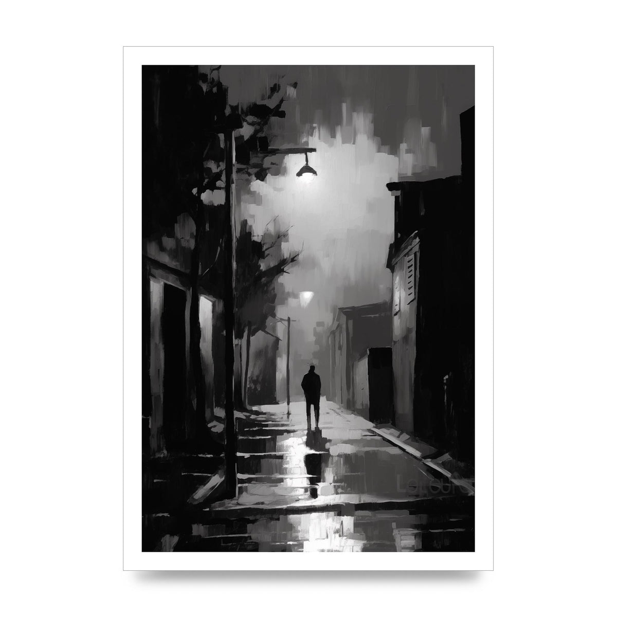 Nocturnal Shades in Black and White Impressionist Style