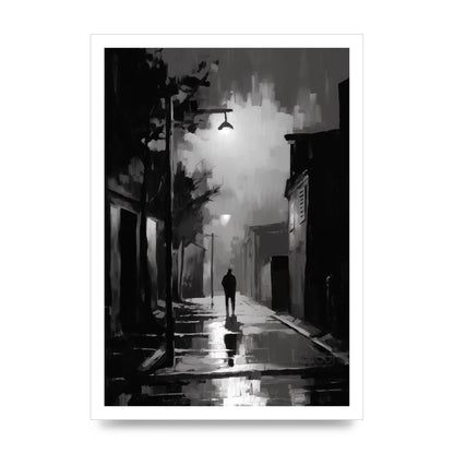 Nocturnal Shades in Black and White Impressionist Style