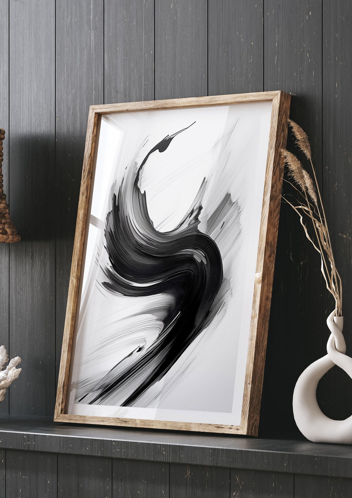 Black and White Waves in Abstract Strokes
