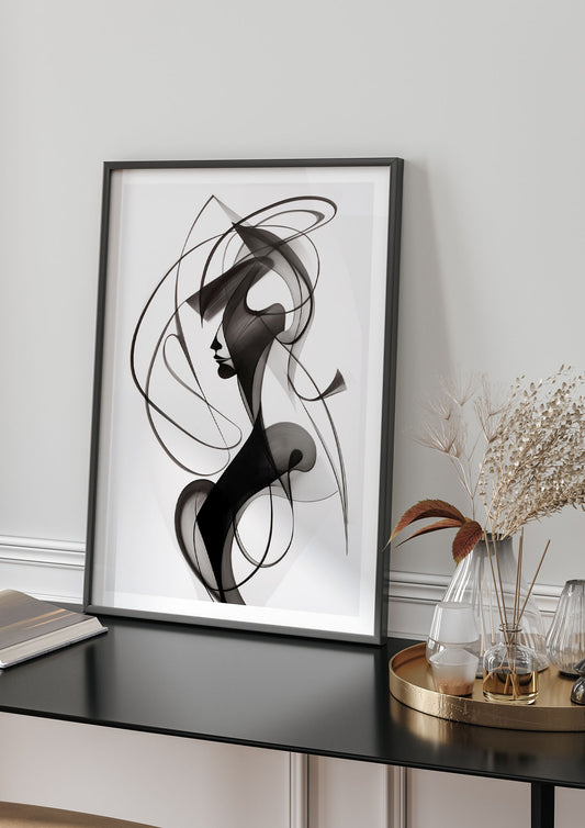 Continuous Line Black and White Sketch