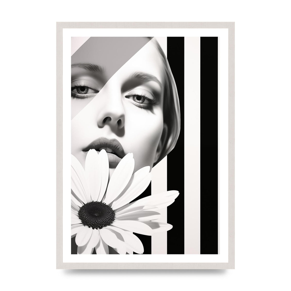 Minimalist Black and White Daisy