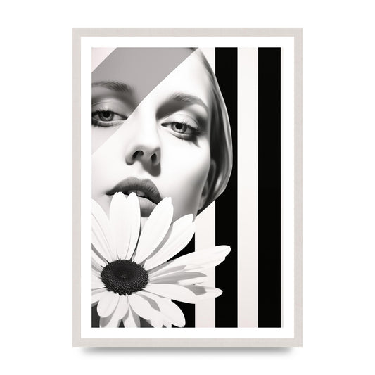 Minimalist Black and White Daisy