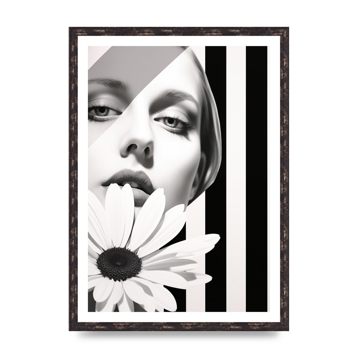 Minimalist Black and White Daisy