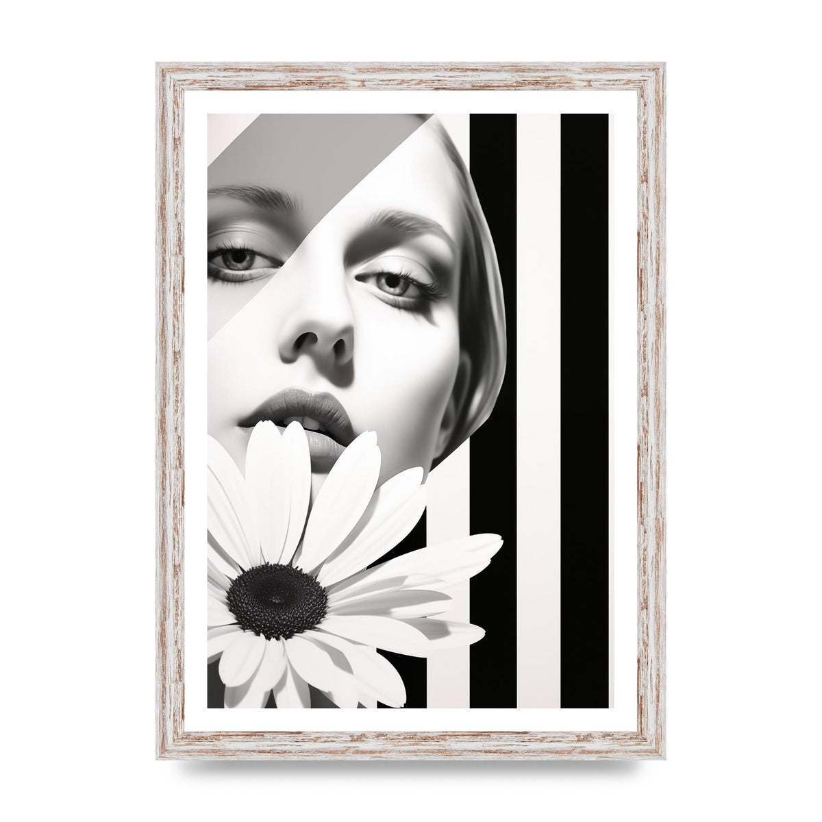 Minimalist Black and White Daisy