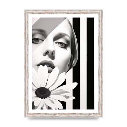 Minimalist Black and White Daisy