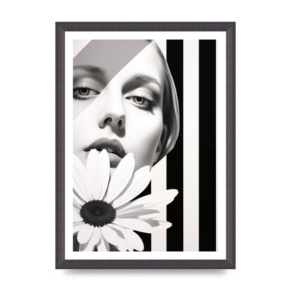 Minimalist Black and White Daisy