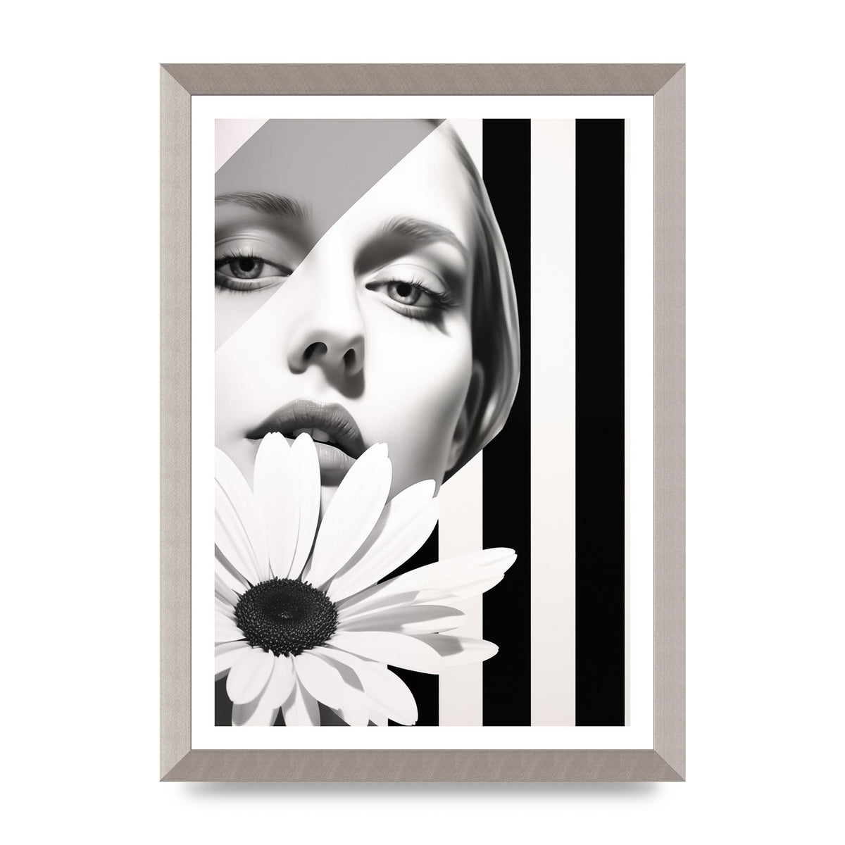 Minimalist Black and White Daisy