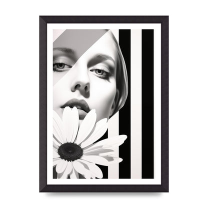 Minimalist Black and White Daisy