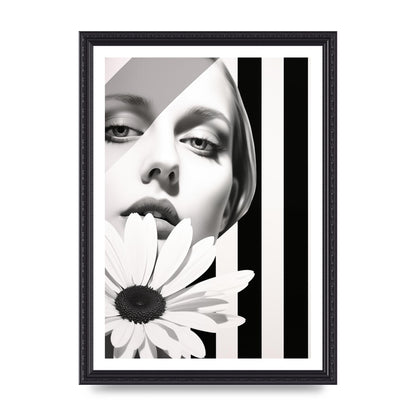 Minimalist Black and White Daisy